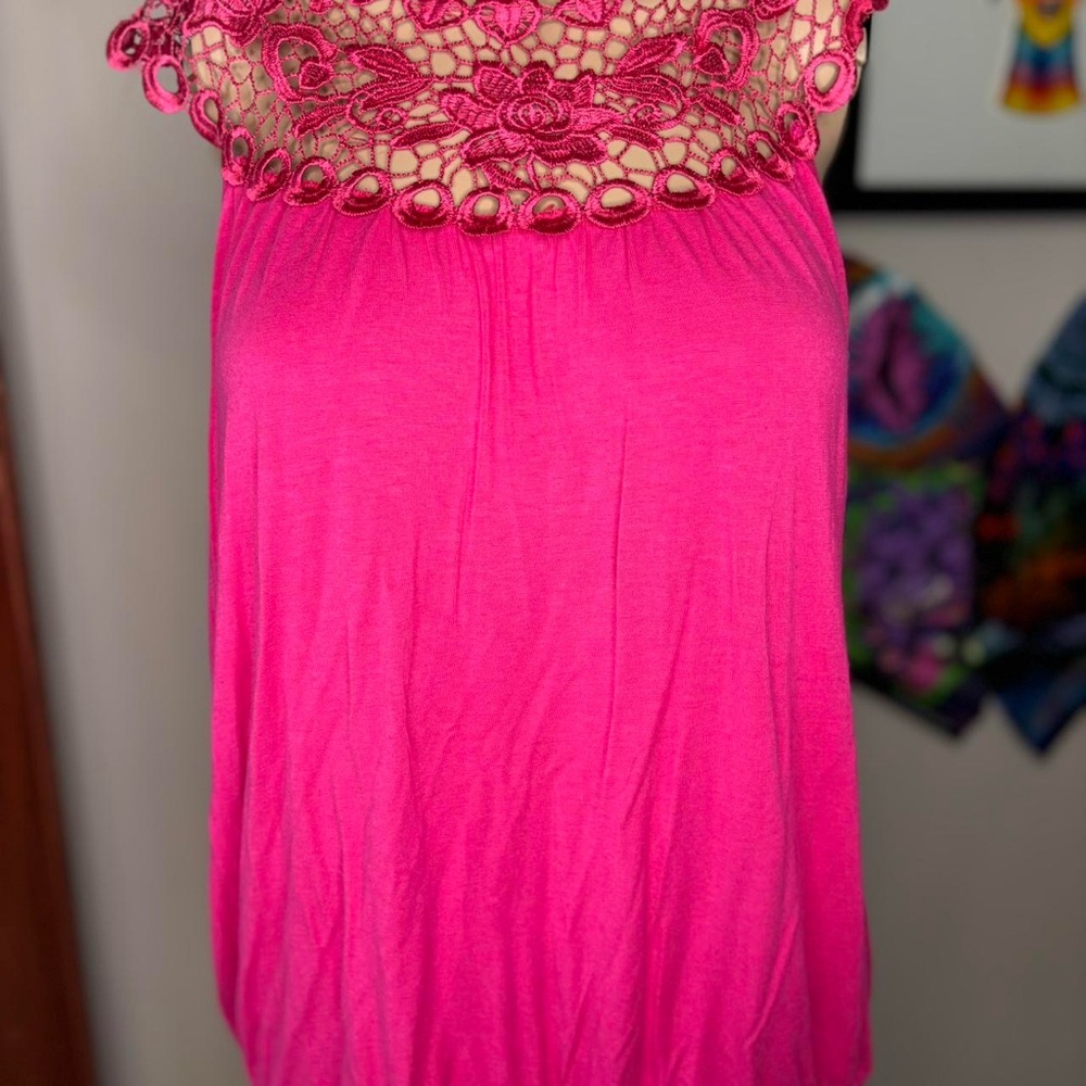 Pink Lace Detail Dress
